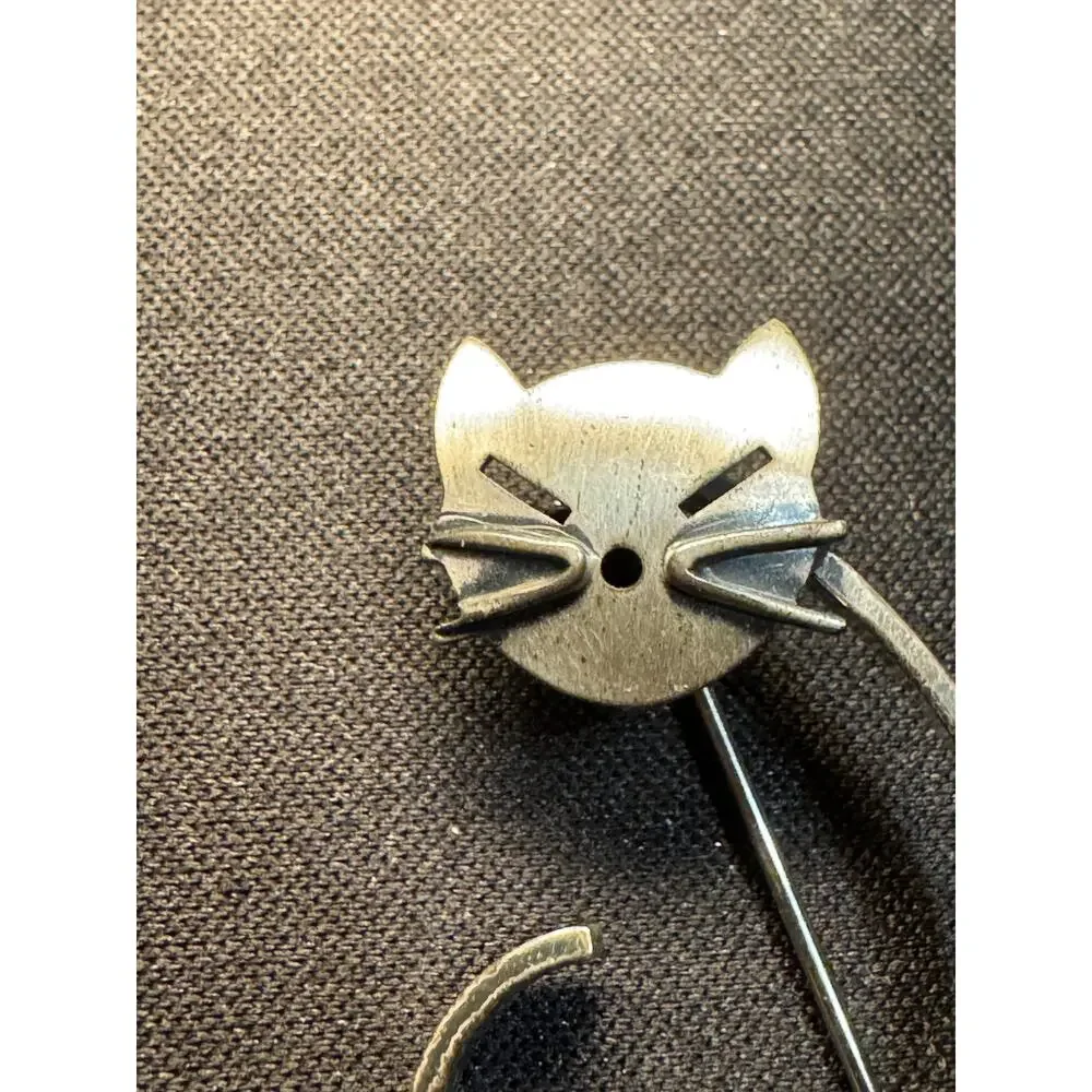Beau Sterling Abstract Cat Brooch